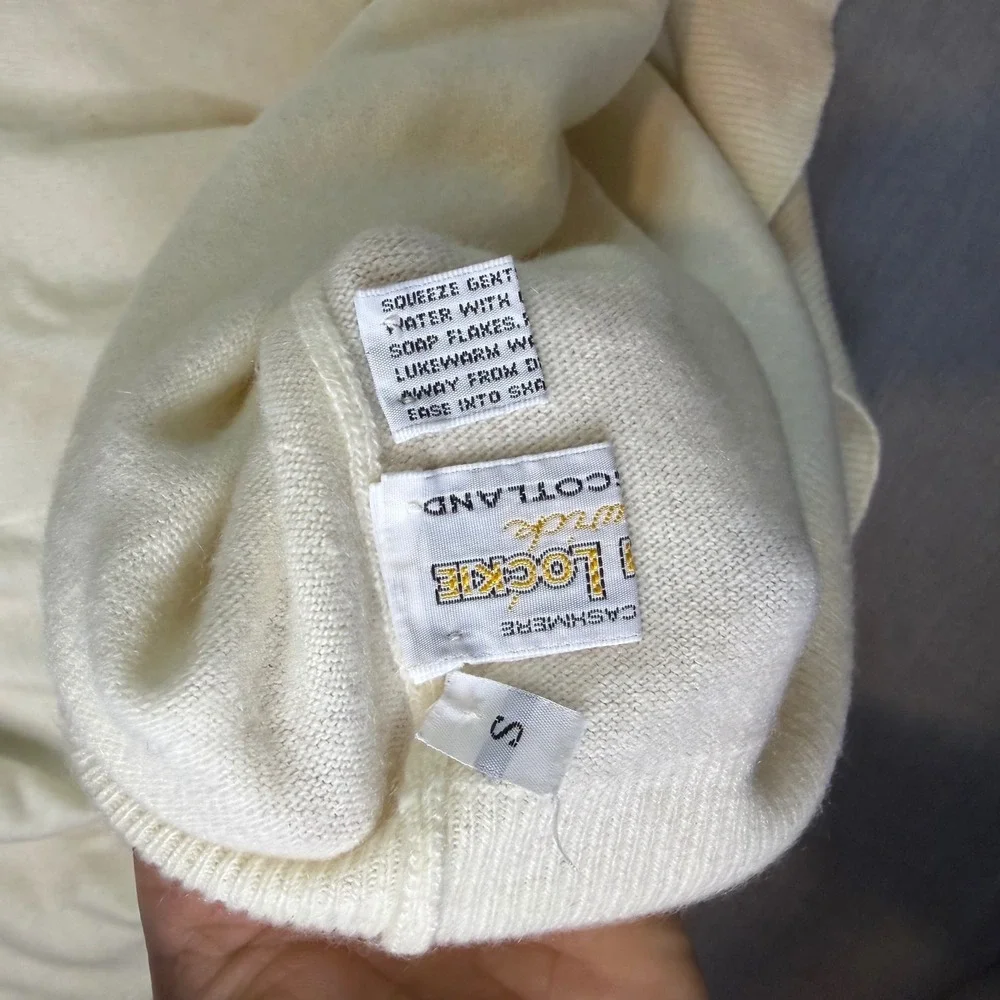 William Lockie Turtleneck Sweater Womens S Cream‎ Excellent Cashmere Scotland